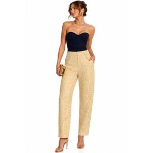 VTG Floral Lace Pants Womens Size 10 Yellow Festival Coquette Cottage Romantic